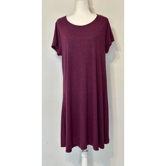 NWT Old Navy Size 1X Burgundy Short Sleeve Shift Midi Dress Minimalist Everyday - Picture 1 of 11